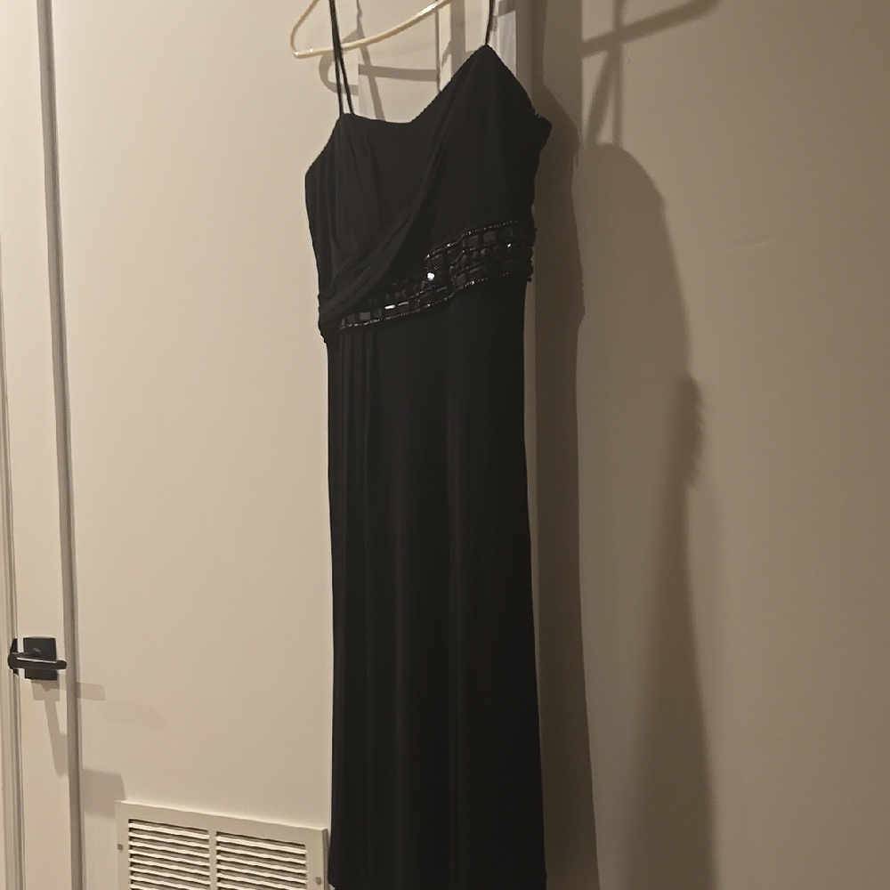 David Meister Black Sequin Strapless Gown
